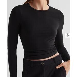 Express Supersoft Double Layer Fitted Long Sleeve Tee Black | Large | NEW
